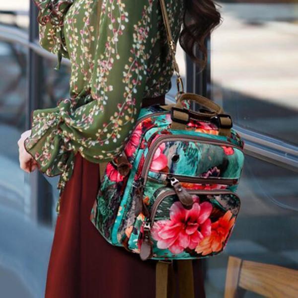 Outdoor Flower Pattern Backpack Crossbody Bag