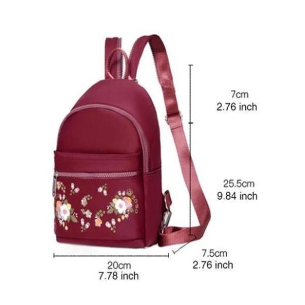 Luxury National Embroidery Nylon Women Multifunction Backpack