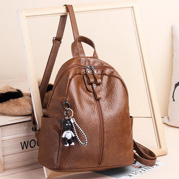 Soft Pu Leather Backpack Travel Large Capacity Shoulder Bag