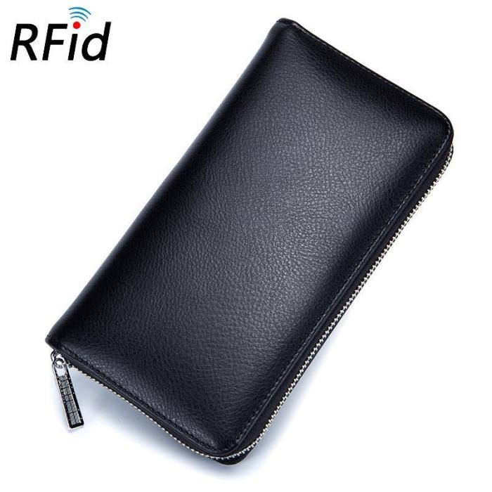 RFID Genuine Leather 36 Card Slots Long Wallet