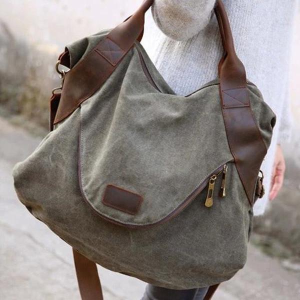 Large Pocket Casual Canvas Handbag Shoulder Crossbody Bag