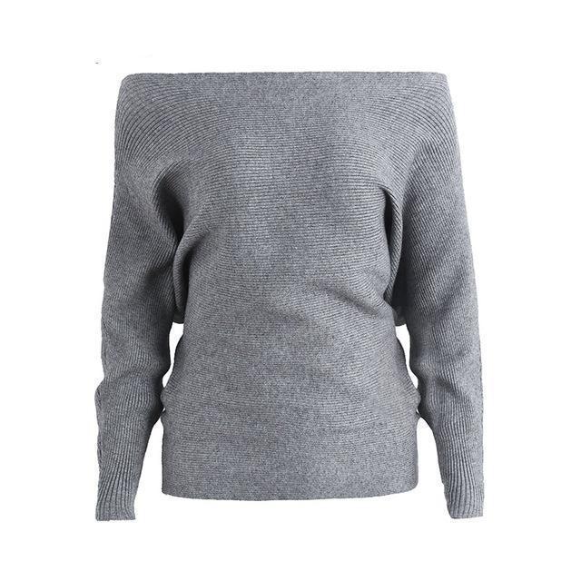 Off Shoulder Sexy Elastic Knitting Pullover Sweater Women