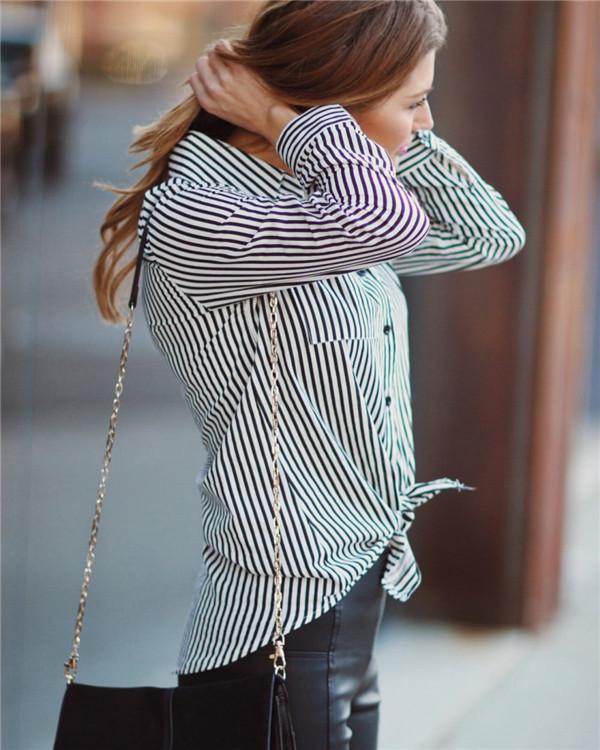 5XL Striped Forked Tail Loose Casual Holiday Daily Blouse
