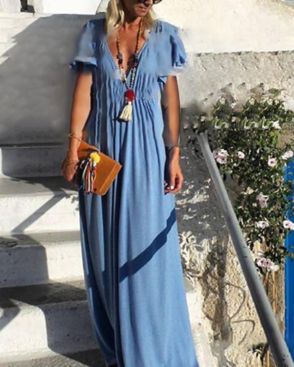 Women Solid Daily Vacation Maxi Dresses