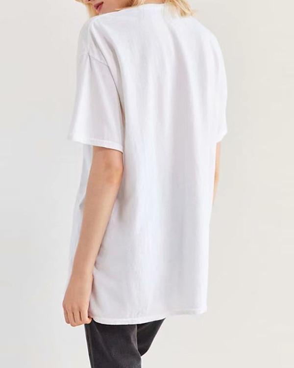 Cotton Printed Loose-fit Long T-Shirt