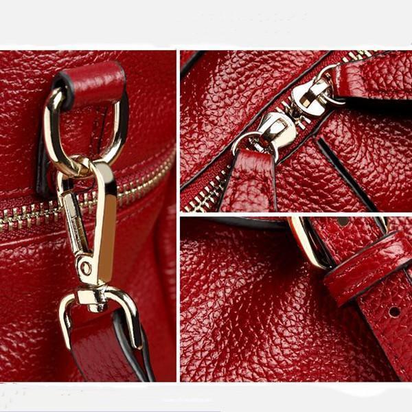 Cowhide PU Leather Handbag Multi Pockets Crossbody Bag