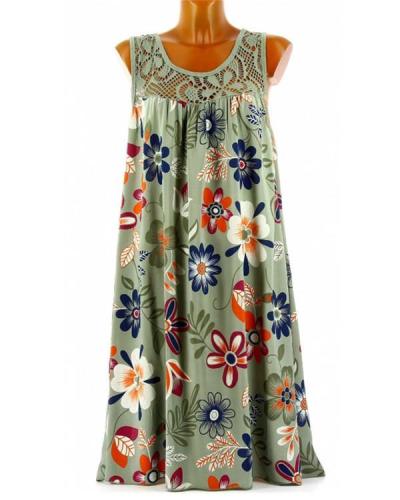 Women's Sleeveless Lace Floral Printed Fashion Daily Dress