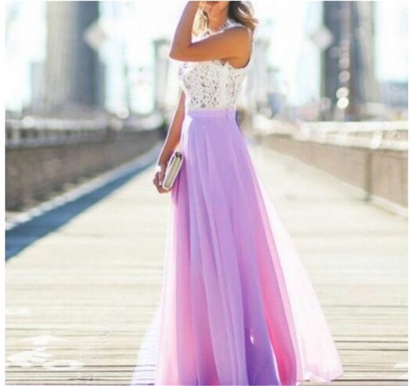 Women's Elegant Solid Lace Tank Maxi Dress