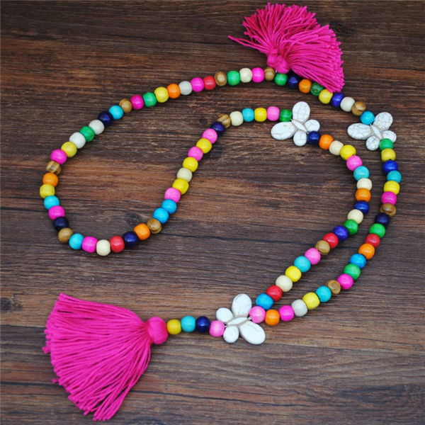 Women's Vintage Boho Tassel Beads Long Necklace