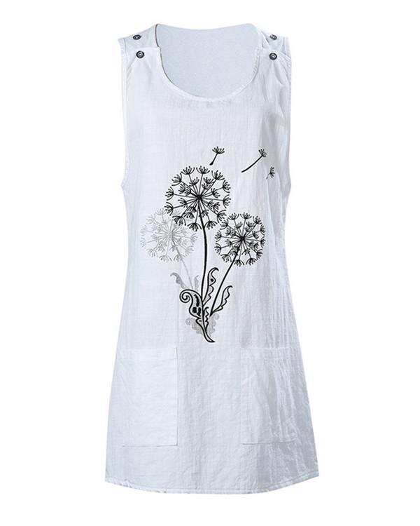 Dandelions Sleeveless Round Neck Holiday Daily Fashion Mini Dresses