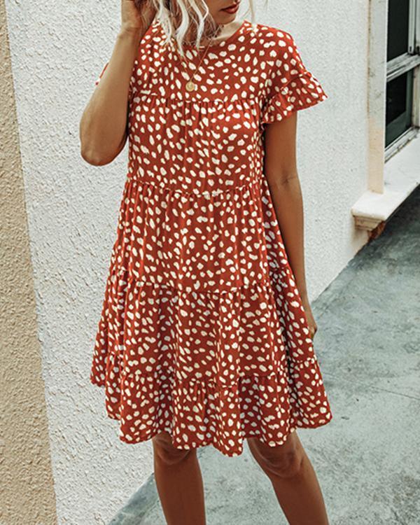 Spring Women Printed A-line Mini Dresses