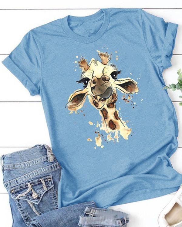 The Giraffe Printing Short Sleeve T-shirt