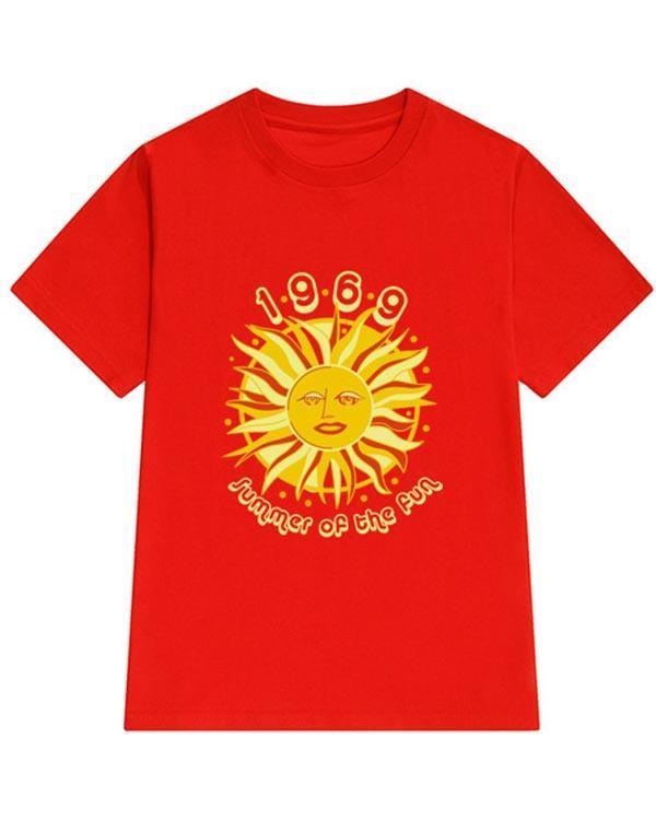 Fashion Casual Sun Printed Cotton Loose T-shirt