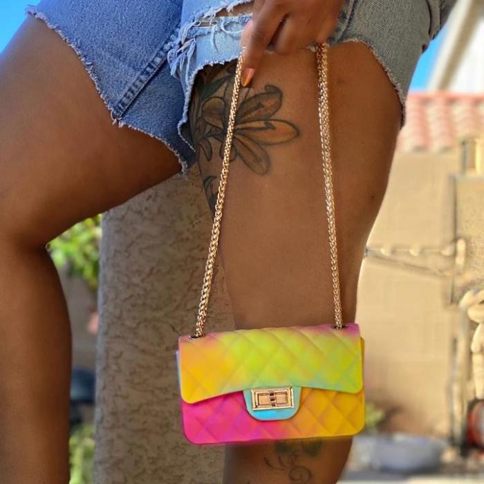 Women Rainbow Color Shoulder Bag Handbag