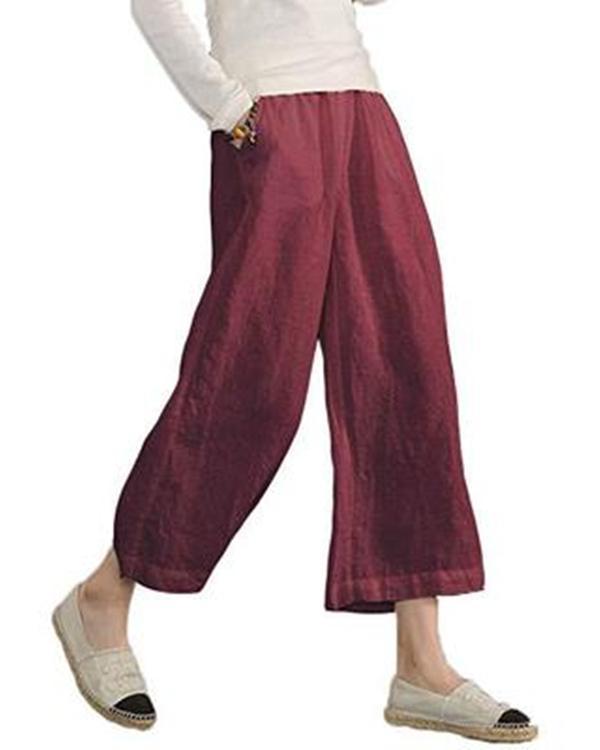 US$ 23.99 - Women Solid Casual Linen Havana Nights Pants - www ...