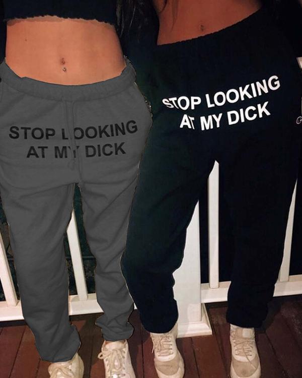 Women's Letter Printing High Waist Loose Casual Sweat Pants