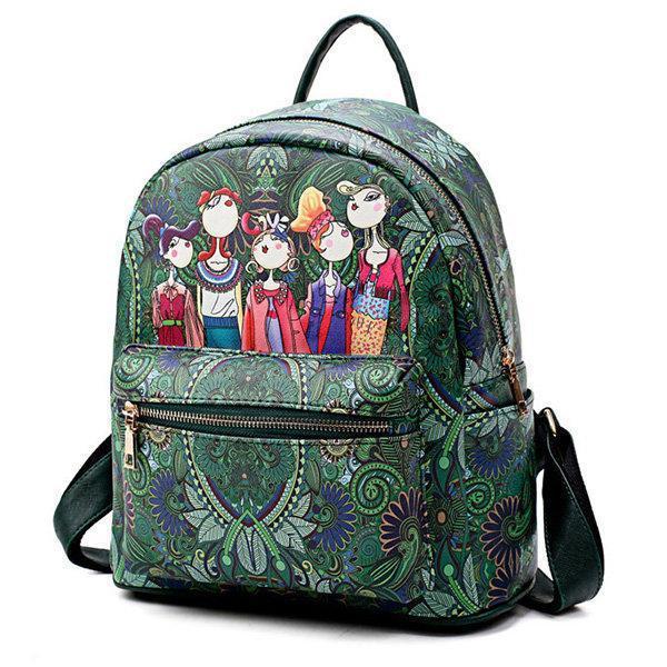 Bohemian Forest Series Backpack Large Capacity Print Handbag