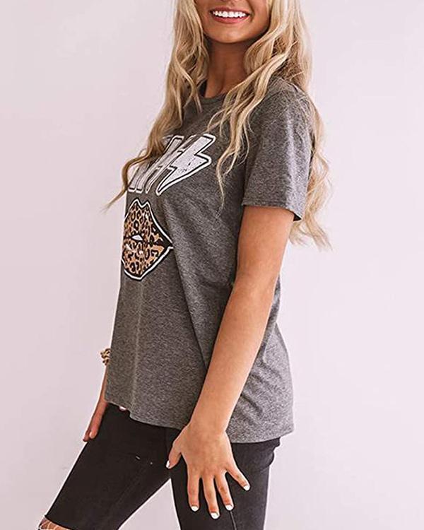 Leopard Kiss Lips T-Shirt Tee