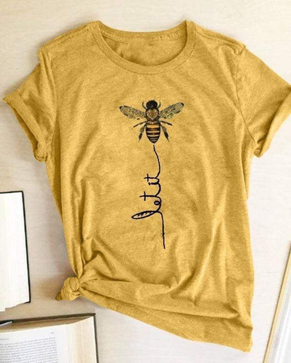 Women Bee Kind T-shirt Aesthetics Graphic Short Sleeve Cotton Polyester T Shirts