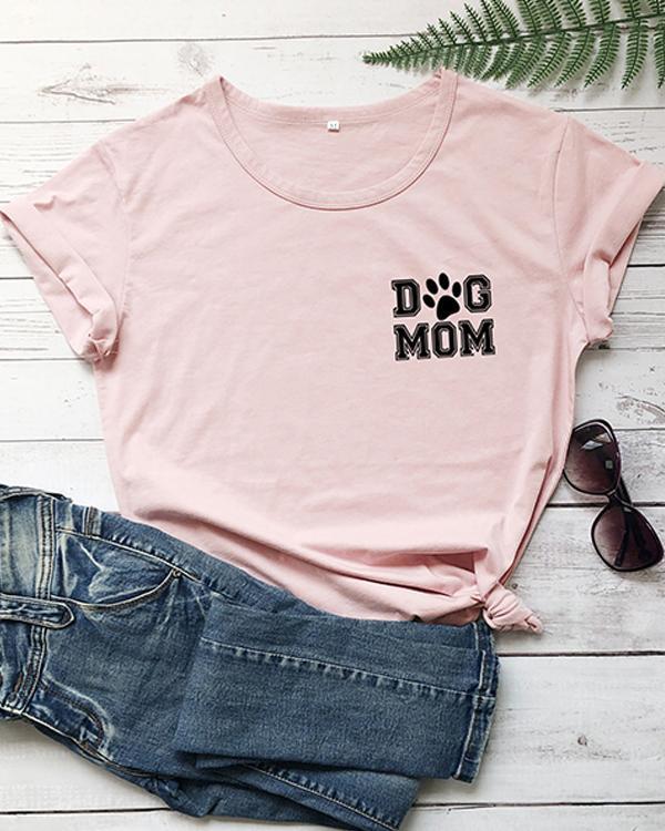 Dog Mom Cotton Tee Printed T-Shirt