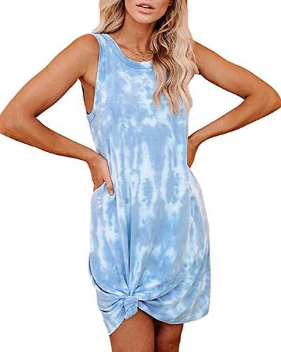 Women's Tie Dye Printed Loose Vest Dress