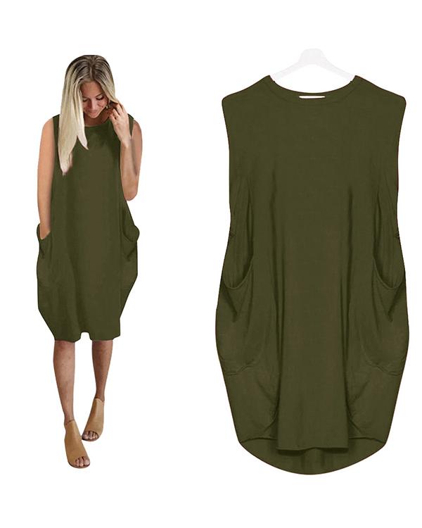 US$ 26.99 - Oversized Long T-Shirt Sleeveless Midi Dress - www ...