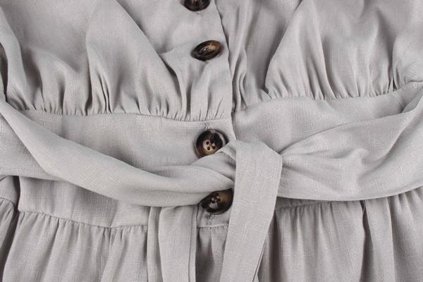 Women Casual Solid V-Neck Strap Half Sleeve Dress