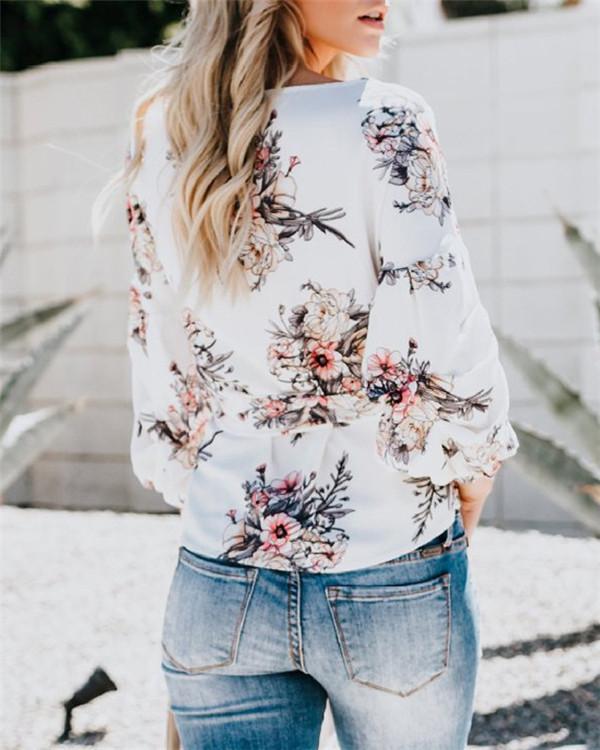 Women's Casual Floral Printed Plus Size Tops
