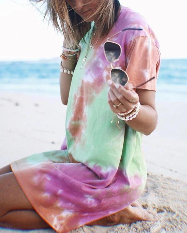 Colorful Tie-dye T-Shirt Mini Dress