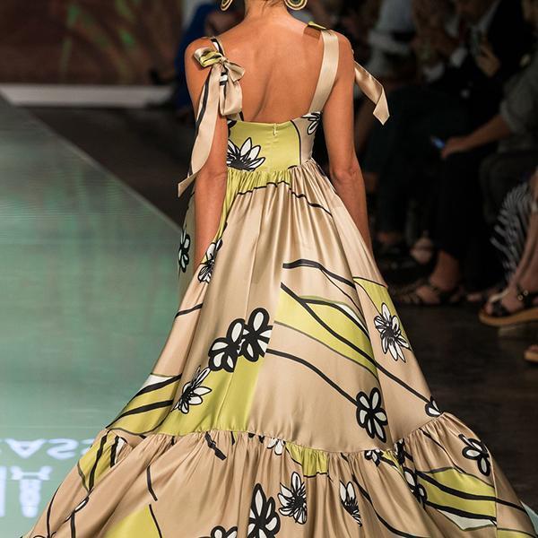 Elegant Stylish Sleeveless Floral Print Maxi Dress