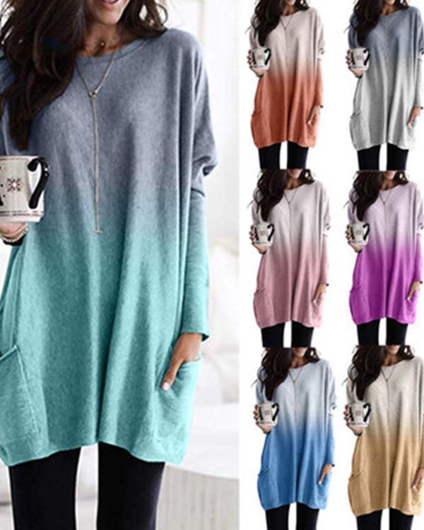 Casual Pure Color Double Pockets Loose Shirt