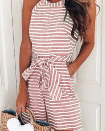 Halter Resort Striped Sleeveless Summer Romper