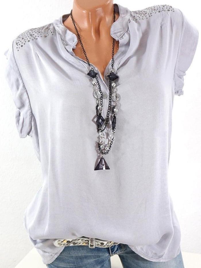 Sleeveless Sequins Decorated Casual Women‘s Shirts