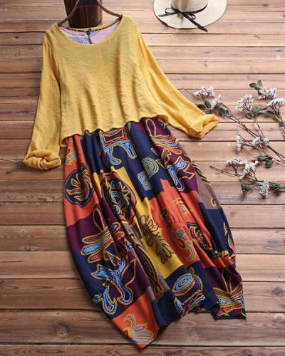 Ethnic Print Two Pieces Maxi Dress For Women