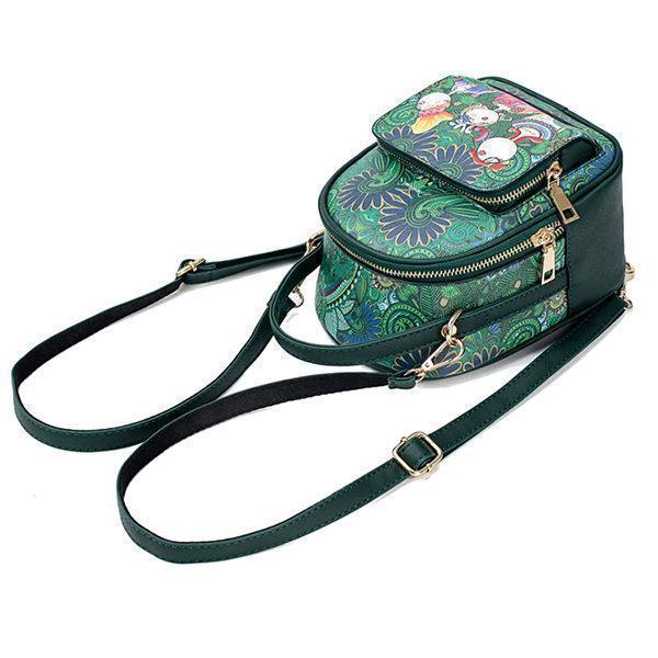Green Forest  National Style Multifunctional Backpack Crossbody Bag