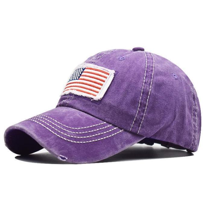 Hole Ponytail Baseball Cap USA Flag Trucker Hat