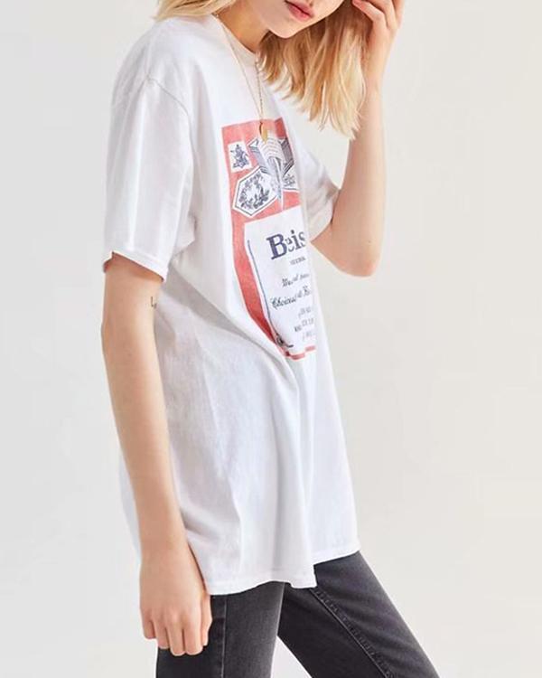 Cotton Printed Loose-fit Long T-Shirt