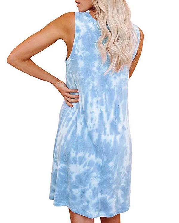 Women's Tie Dye Printed Loose Vest Dress