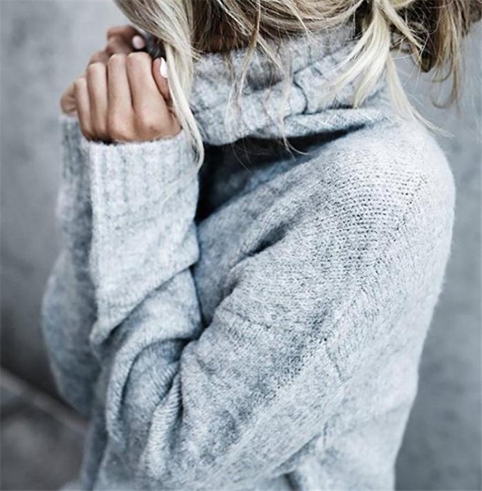 Chic Turtle Neck Knitted Sweater