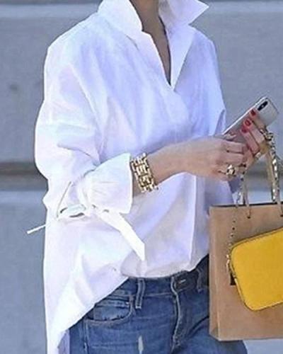 White Daily Casual Basic Blouse Top