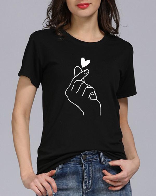 Women Love Heart Daily Shirts Tops
