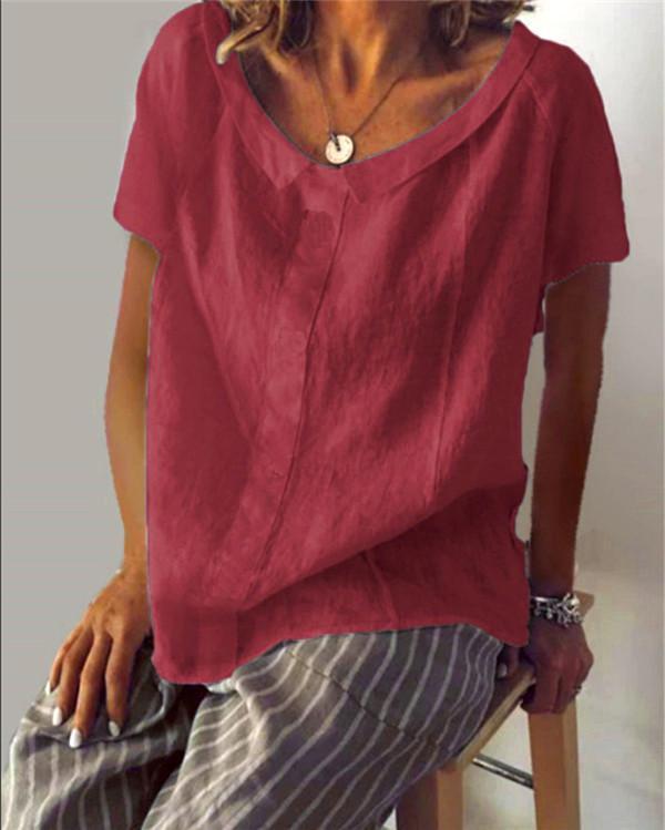 Crew Neck Solid Holiday Summer Women Daily Tops