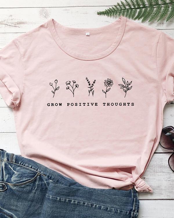 Women Floral Print Tshirt Summer Inspired Slogan Graphic Boho Tee Top Mental Health Shirt