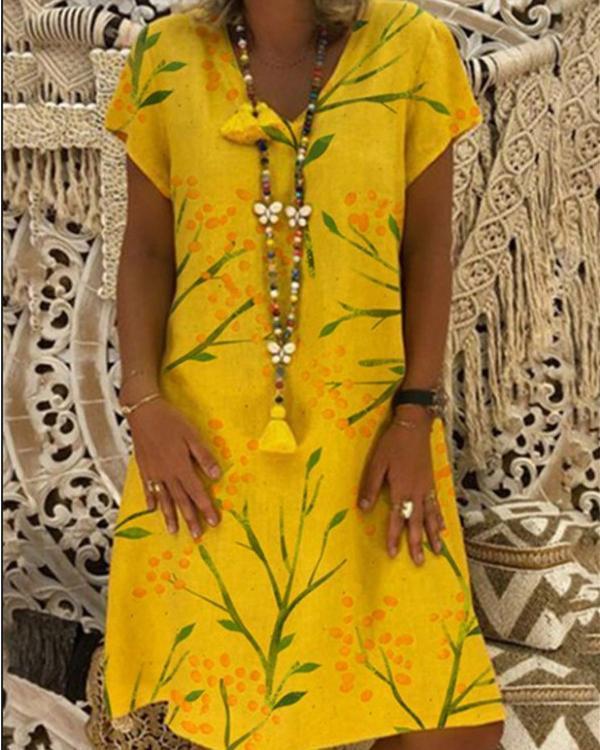 US$ 21.99 - Women Plus Size Casual Printed Dress - www.tangdress.com