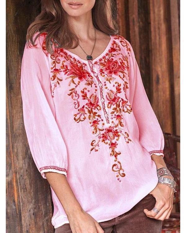 Floral-print Long Sleeve Buttoned Shirts & Tops