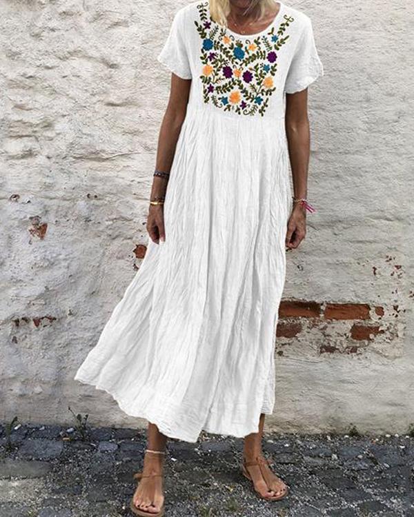 Bohemian Embroidery Casual Maxi Dress