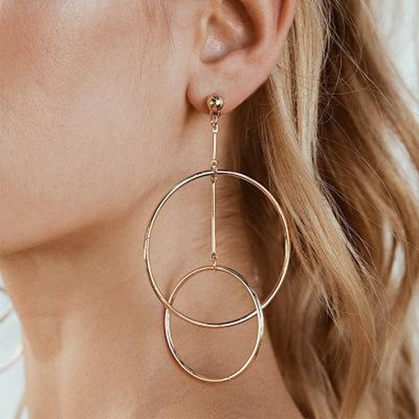 Jewelry-Metal Big Round Earrings