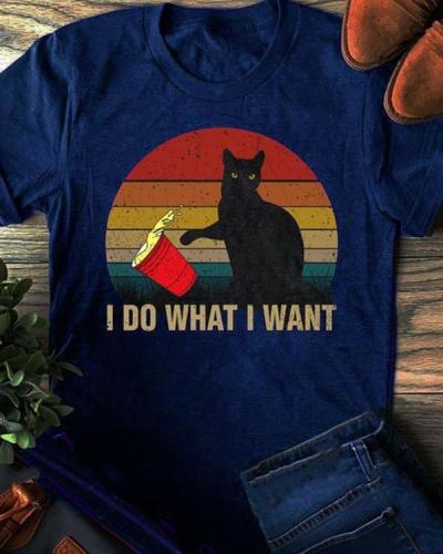 Women's Cat Print Top Women's Cotton T-Shirt