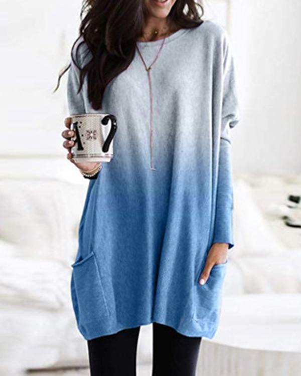 Casual Pure Color Double Pockets Loose Shirt