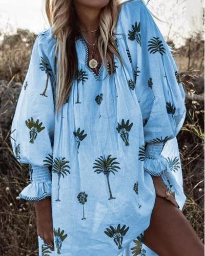 Boho V Neck Printing Casual Dresses